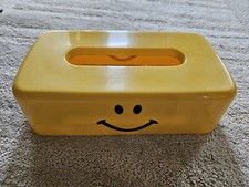 1970 Smiley Face Have A Happy Day Yellow Facial Tissue Box Cover Rectangle...