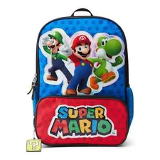 Super Mario Backpack 17” Mario Luigi Yoshi  Front Pocket Boys Girls Kids New