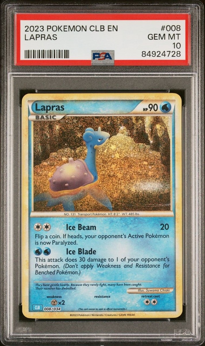 PSA 10 Gem Mint Lapras 008/034 Holo English Pokemon TCG Classic