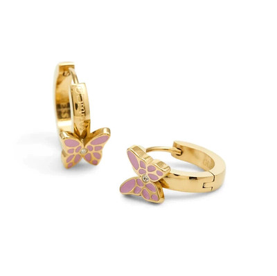 Guess Butterfly Circle Gold Plated Steel Earrings