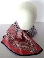 Vtg Paoli Fashion Scarf Floral Stripes Red White Blue 27" Americana Celebrate