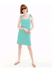 J. Crew Womens Kelly Green & White Striped Sundress Size L 100% Cotton Tie Strap