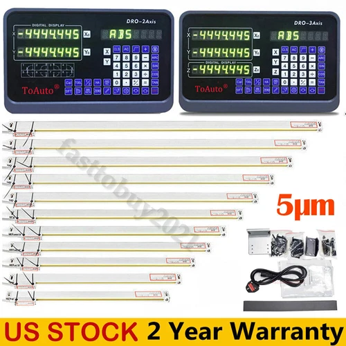 TOAUTO Digital Readout 2/3 Axis DRO w/ Linear Scale 5μm Glass Encoder for CNC,US