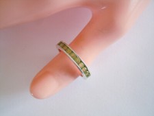 925 Sterling Silver Ring, Band with Green Gemstones 4.0 g/Size 58