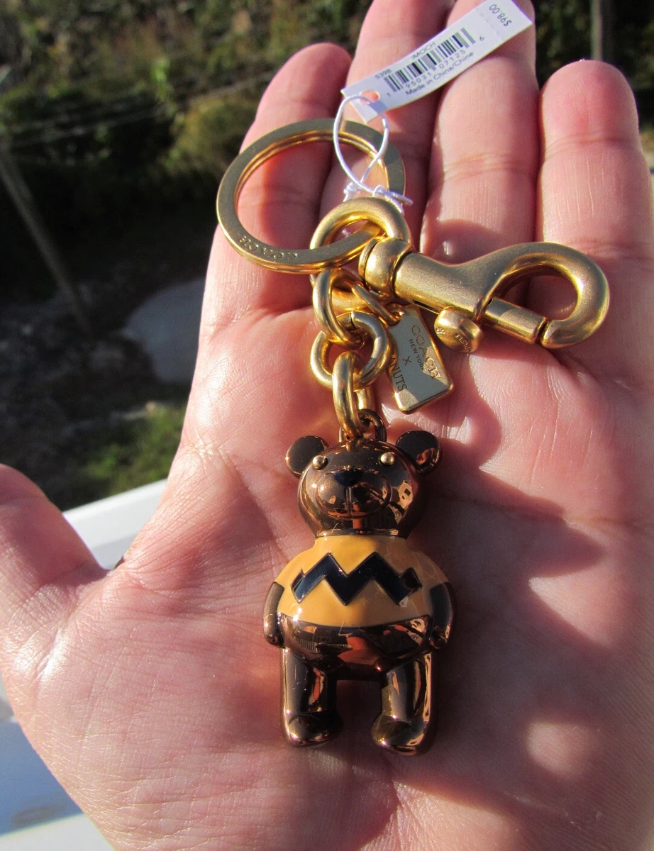 NEW COACH Charlie Brown keychain bear 5398 key ring 98 metal bag