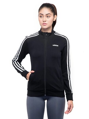 Adidas Women's Black 3S Tricot Full Zip Track Jacket DZ7657 Medium