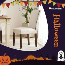 Upholstered Dining Chair. Modern. Wood legs. Nailhead. Mid-century style