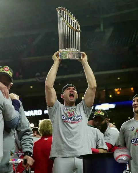 2019 World Series RYAN ZIMMERMAN w/ Trophy "Washington Nationals"  8x10 photo