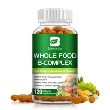 Vitamin B Complex - B Vitamins Whole Food Supplement 120 Capsules Immune Boost
