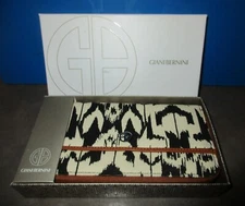 GIANI BERNINI Black & White Canvas 2 Zip Around Wallet - IOB