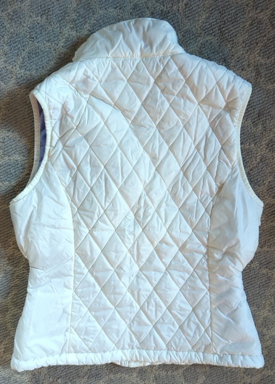 LL Bean Vest Womens Small White Full Zip Quilted Outdoor Hiking eBay