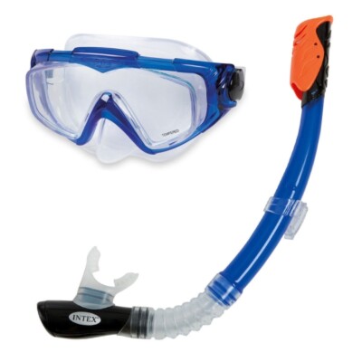 Schnorchelset blau Tauchmaske Taucherbrille + Schnorchel INTEX Hyper-Flo Explore