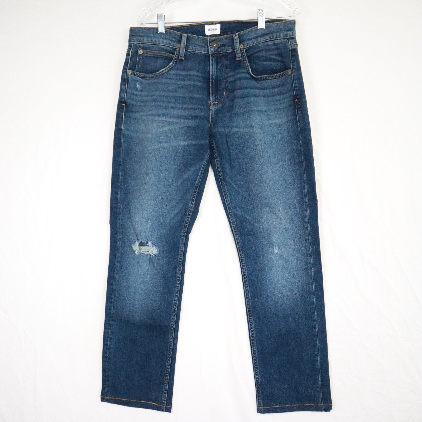 S 33 Straight Leg 5-pocket Stretch Flex Distressed Denim Blu