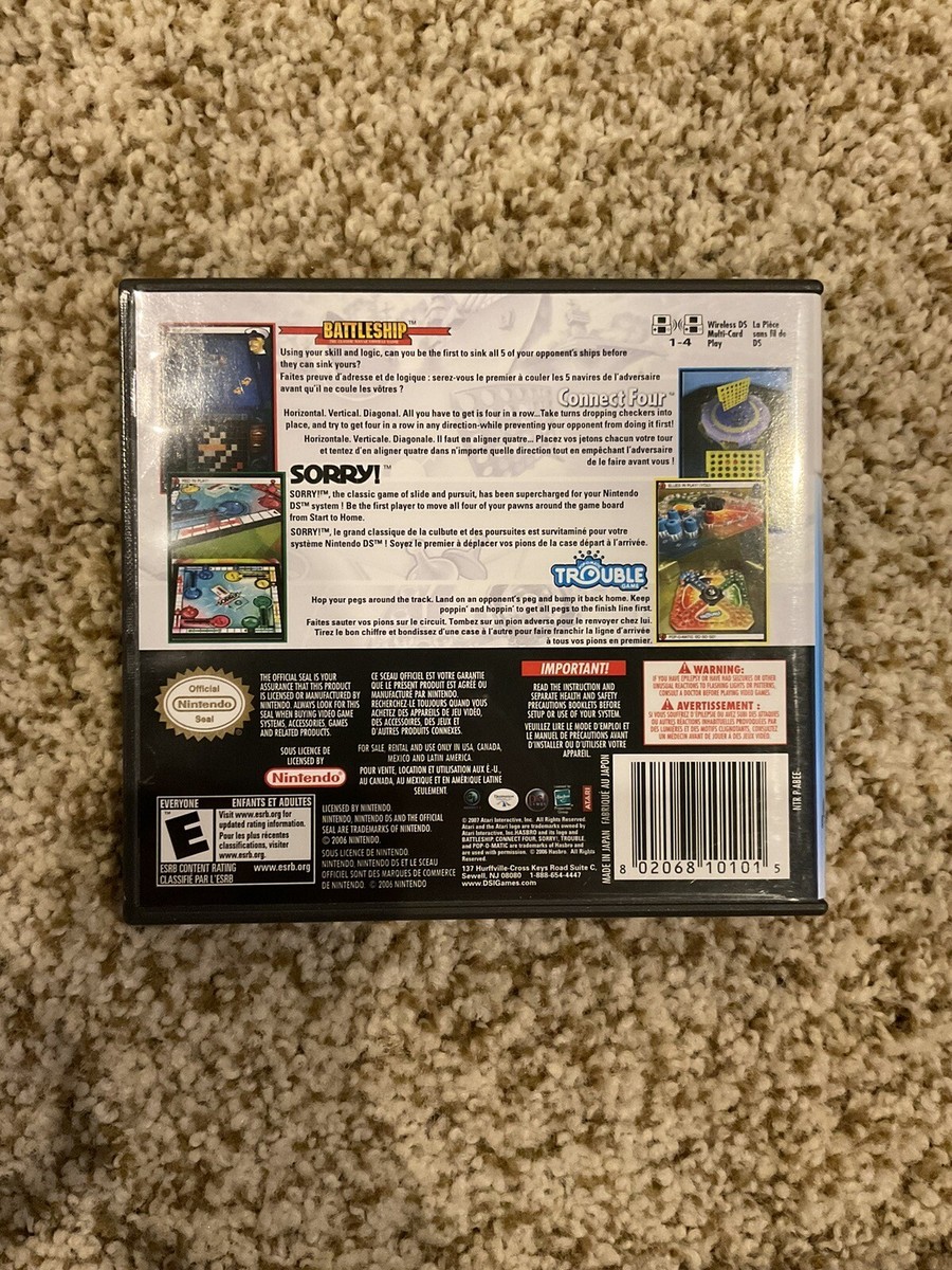 Nintendo DS 4 Game Pack Battleship Connect Four Sorry Trouble