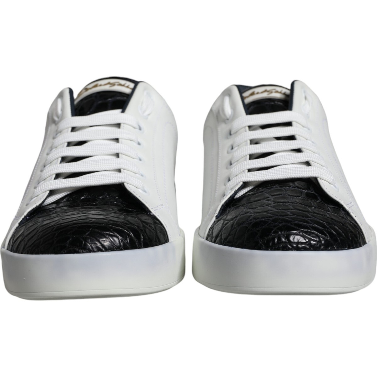 DOLCE & GABBANA Shoes Black Leather Logo Portofino Sneaker EU39