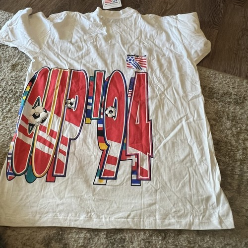 Vintage World Cup USA 94 Apex One TShirt Soccer Wrap Around New Sz L Puff Print - Picture 7 of 11