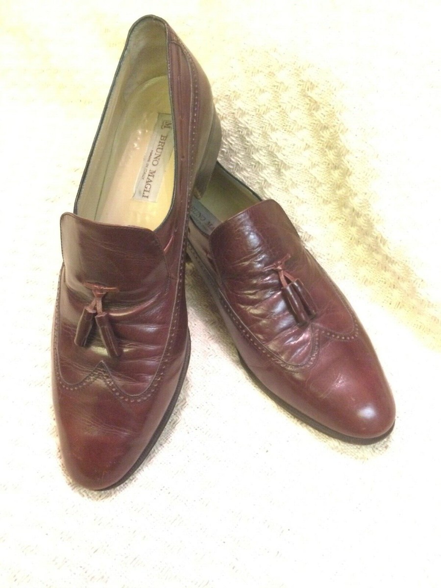 BRUNO MAGLI MENS WING TIP LEATHER TASSEL LOAFERS DARK  display picture 1