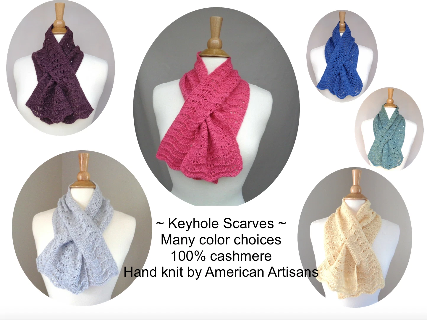 Cashmere Keyhole Scarf Pull Through Hand Knit Neck Warmer Women Luxury Natural