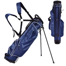 Golf Stand Cart Bag Clubs W/ 4 Way Divider Carry Organizer Pockets Storage Blue