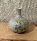 Vintage Takahashi Speckled Ceramic Bud Vase With Yellow Floral Design
