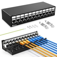 12 Port Patch Panel CAT6 Keystone Patch Panel EC Listed Network for Home/Of...