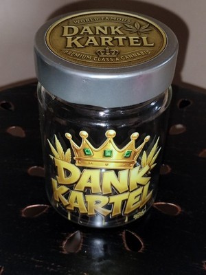 Dank Kartel Brand collectible round Glass Dispensary Storage Stash Jar with lid