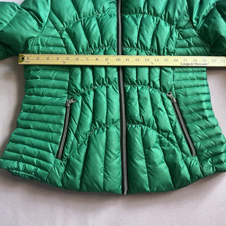 Chaqueta Abrigo Guess Acolchada Pluma Puffer Mujer Talla L Verde Kelly Cuello Alto Foto 4 de 4