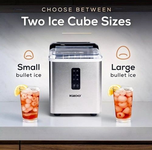 Igloo Portable Ice Maker Countertop Bullet Ice Machine 26lbs Stainless Steel - Picture 4 of 9