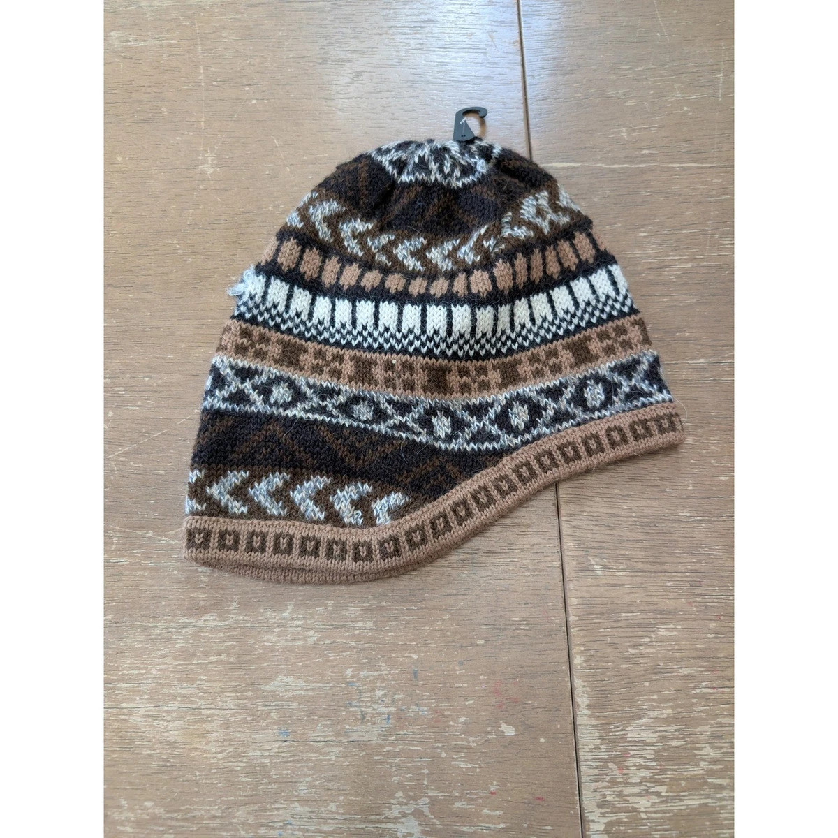 Fair Isle Embellished Lined Hat OS Brown Peach & Brown Fair Isle Knitted Beanie Hat | Oliver Bonas main image 3
