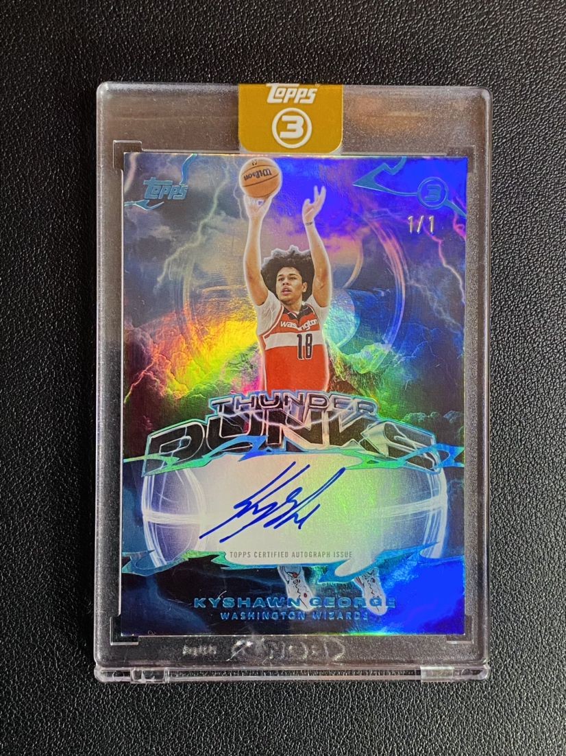 2025-26 Topps Three 3 Kyshawn George Thunder Dunks Platinum Auto 1/1 1OF1 view 1