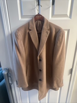 Calvin Klein Men s Camel Wool Blend Prosper Casual  Slim Fit Overcoat Sz 48R