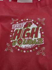 Shred High for the Holidaze Tote Bag Red Cannabis Christmas Holiday Shopper Gift