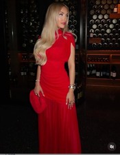 ZARA ABITO MIDI DONNA NUOVO CON ETICHETTE SS25 ROSSO COMBINAZIONE TULLE 4772/352/600 S