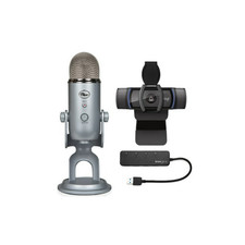 Logitech Blue Yeti USB Microphone Bundle with C920S Pro HD Webcam and USB Hub