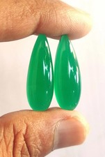 Natural Green Onyx Long Pear Cabochon 7x14mm To 12x24mm Loose Gemstone