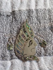 MOP head pendant or broach and earrings set large  18.9 gram sterling silver 925