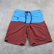 Patagonia Board Shorts Mens 31 Blue Red Waveline Wavefarer Engineered Swim Trunk