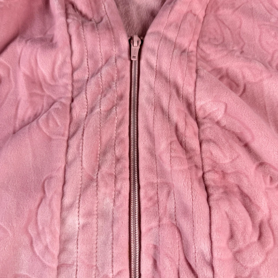 Adonna 睡衣粉色女式 M 玫瑰纹理毛绒柔软拉链睡衣 — 第 3/4 张图片