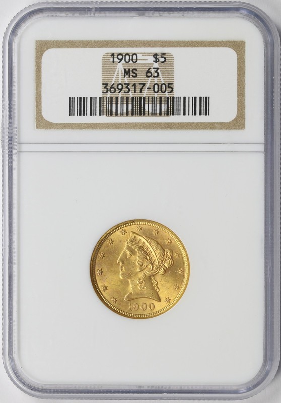 1900 $5 Liberty Head Gold Half Eagle NGC MS63 Brilliant Uncirculated