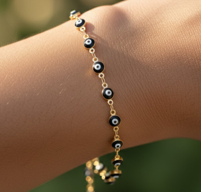 Protective Evil Eye Bracelet Gold Plated Designer Beaded Chain Bracelet