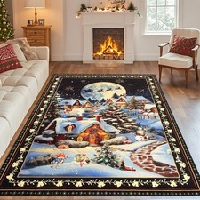 Christmas Area Rugs 5x7Ft Washable, Soft Xmas Tree Living Room Bedroom Rug, L...