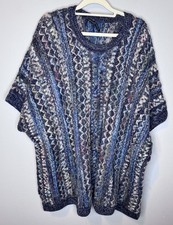 Peruvian Connection Mariscal Pullover M/L Poncho Sweater Knit Alpaca Short Slv