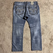 Rock Revival  Tigerlily Straight  Medium Wash Distressed Jeans Size 40x32 Men  s