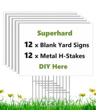 12 Pack 17 x 12 White Blank Yard Signs with Stakes, Weatherproof Corrugated P...