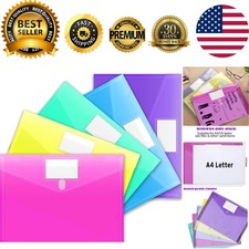 Colorful Transparent File Folders with Label Pocket - Perfect for Organization