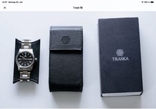 Traska Commuter 36mm Herrenuhr Edelstahl Carbon Black 100 m mit Etui & Box