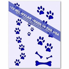 Paw Print Trail Stencil - Dog Pet Walking Tracks 10 Mil Mylar Template