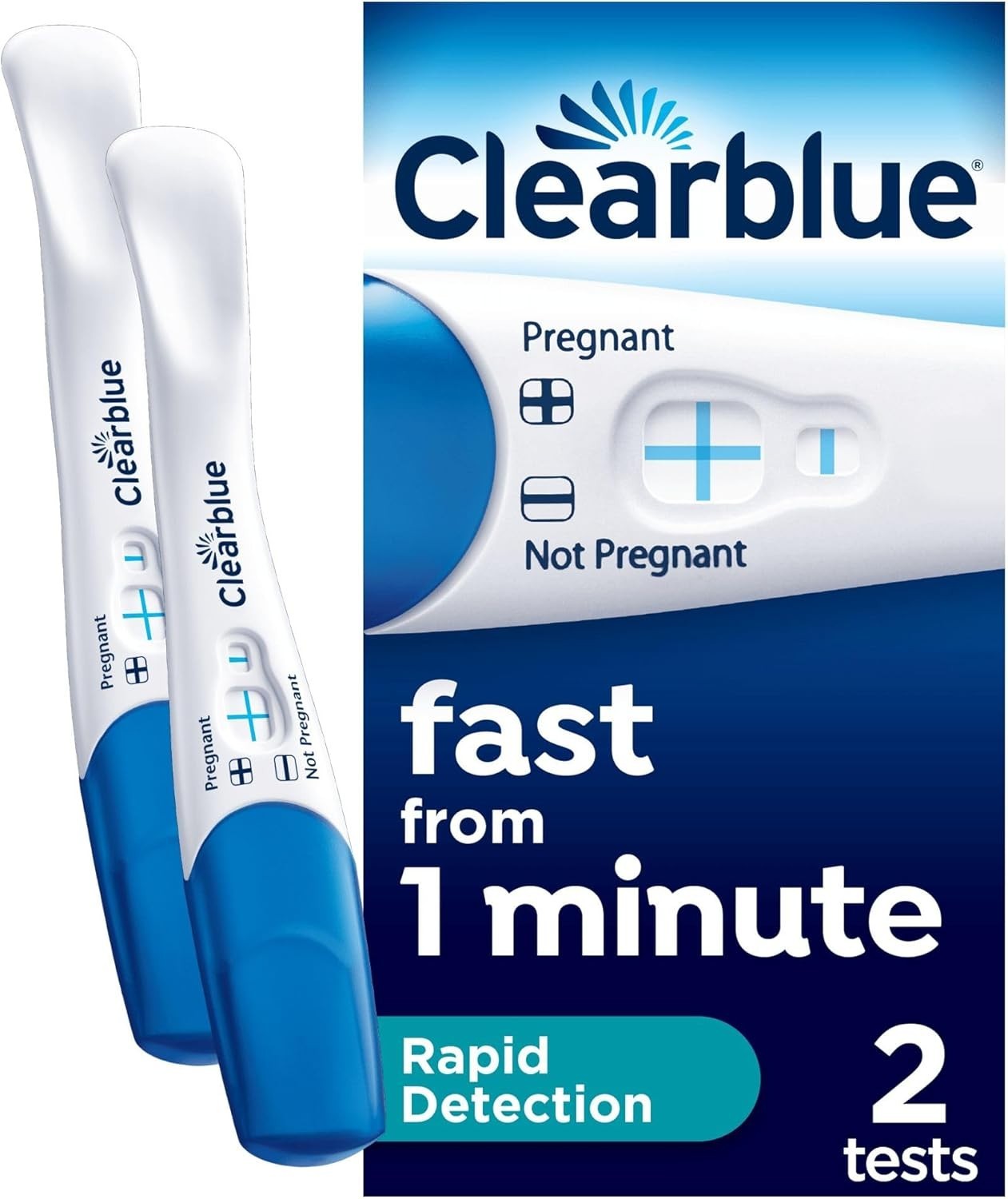 Clearblue Rapid Detection Pregnancy Test 2 Pack Fast Results 1min EXPIRY 05/2026