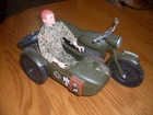 Vintage 1960s G.I Joe Action Figure With Motorcycle Side Car