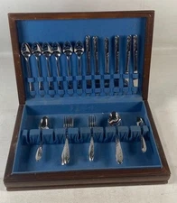 Utica Cut.Co Stainless Steel 39pc Flatware Silverware Set Wood Storage Chest